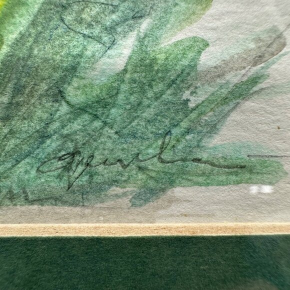 Watercolor Painting Tulips Pink Flower Gold Frame Signed Art Wall Hanging Floral - Picture 4 of 9